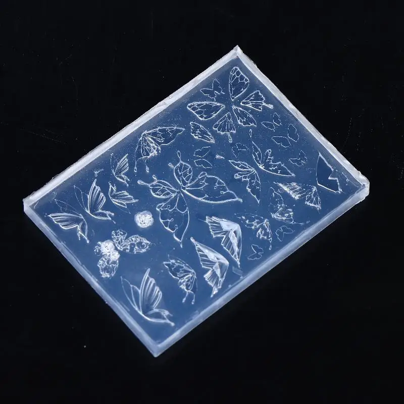 3Dシリコン蝶ネイルカービングモールド蝶の羽スタンピングプレートネイルステンシルネイルテンプレート