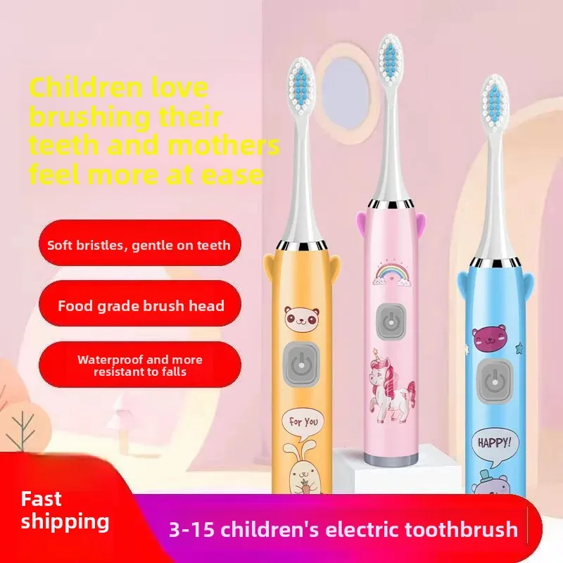

Children's Electric Toothbrush Soft Bristles Waterproof Baby Toddler Infant 3-12 Years Old Cartoon Ultrasonic Automatic Toothbru