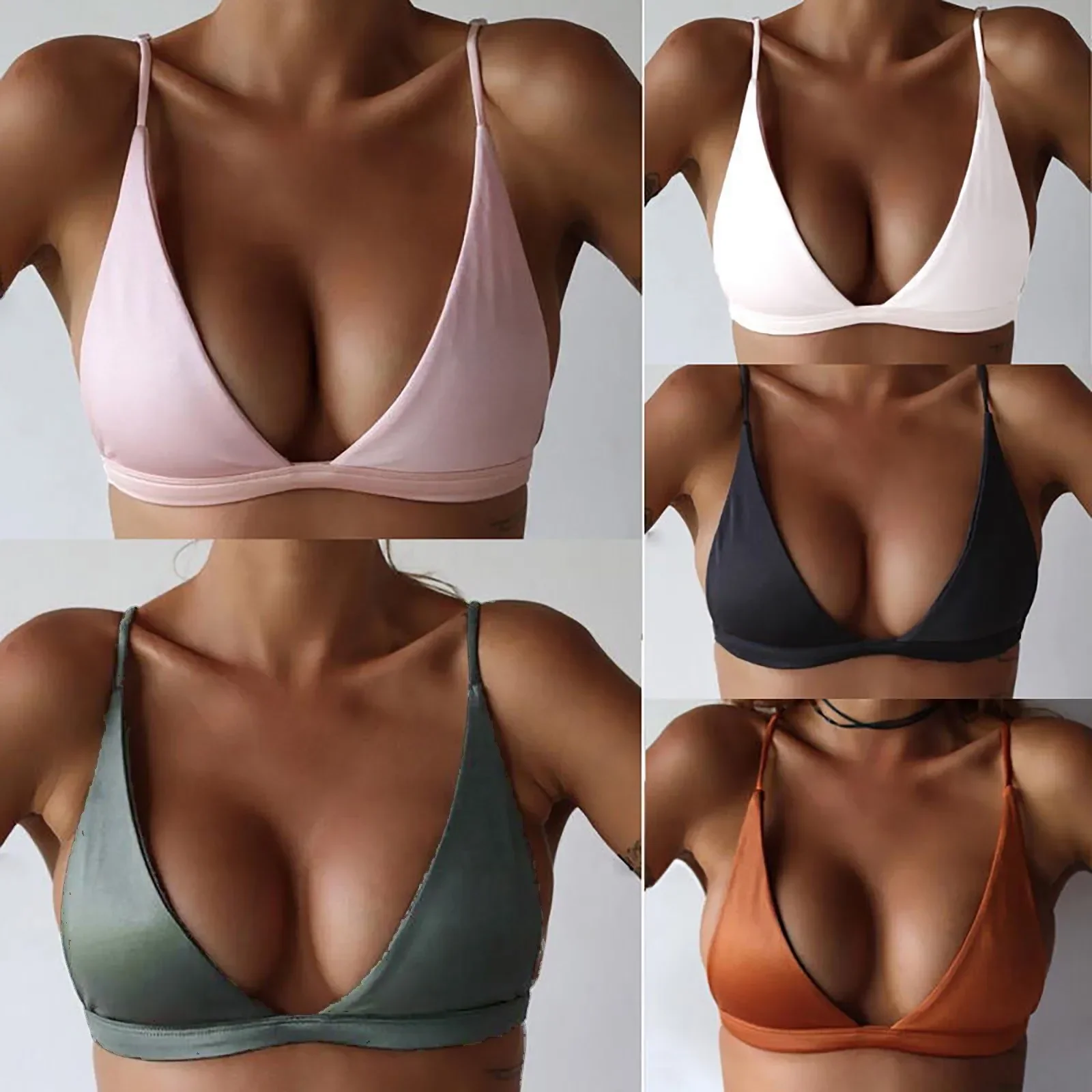 Black Bikini Tops Sexy Women Solid Color Bandage Swimsuit Bra Backless Sleeveless Swimming Crop Top Summer Beach Camisole