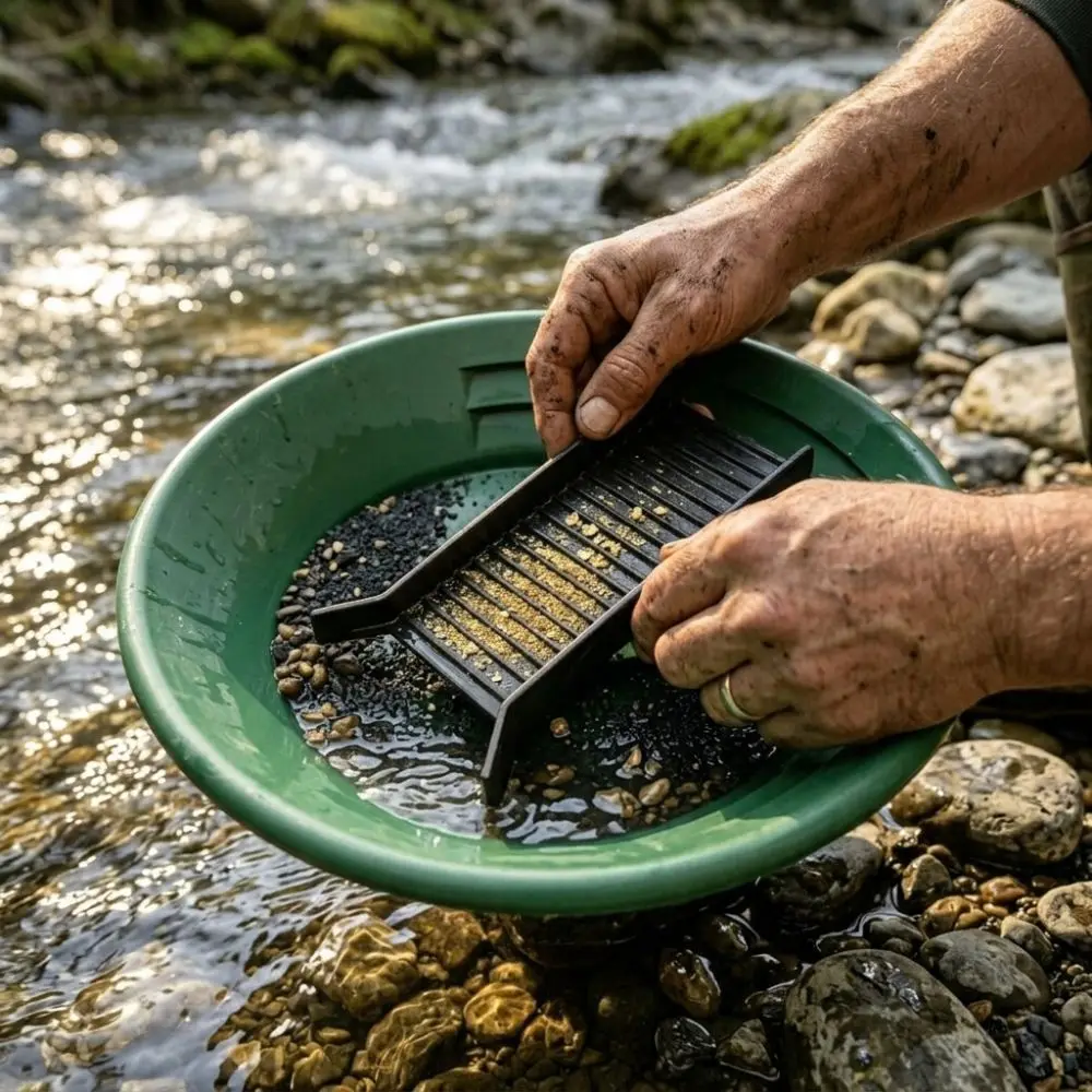 Manual Outdoor Gold Panning Sluice High-Efficiency Handheld River Gold Mining Sluice Tool Fine Gold Capture Multi‑Level