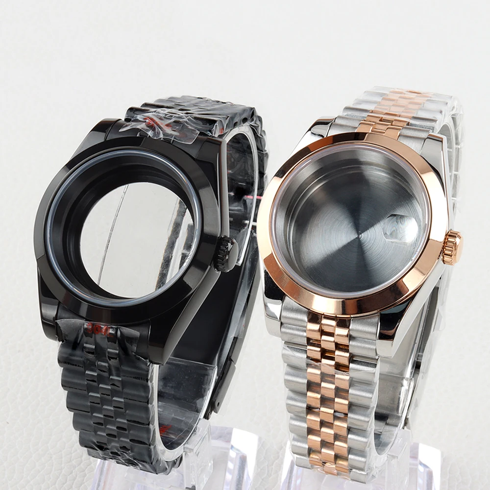 

36mm/39mm Watch Case 20mm Jubilee Strap Stainless Steel Polished Watch Bracelet for NH35 NH36 Movement 28.5mm Dial Datejust Case