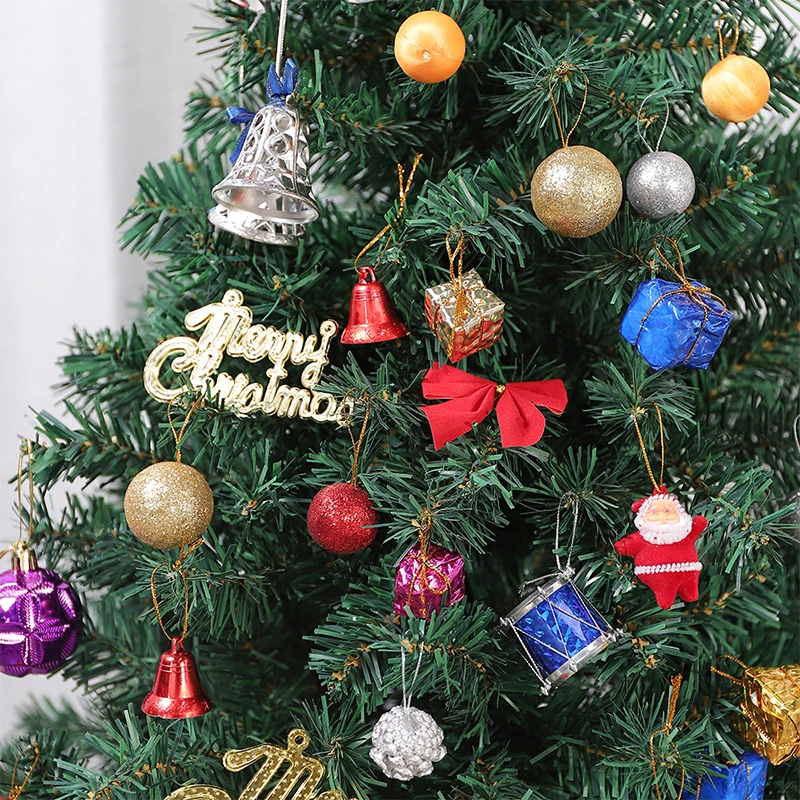 10/13/14Pcs/lot Mini Christmas Bells Small Balls Pine Cones  Ornament Tree Hanging Pendant for Christmas New Year Party Decor