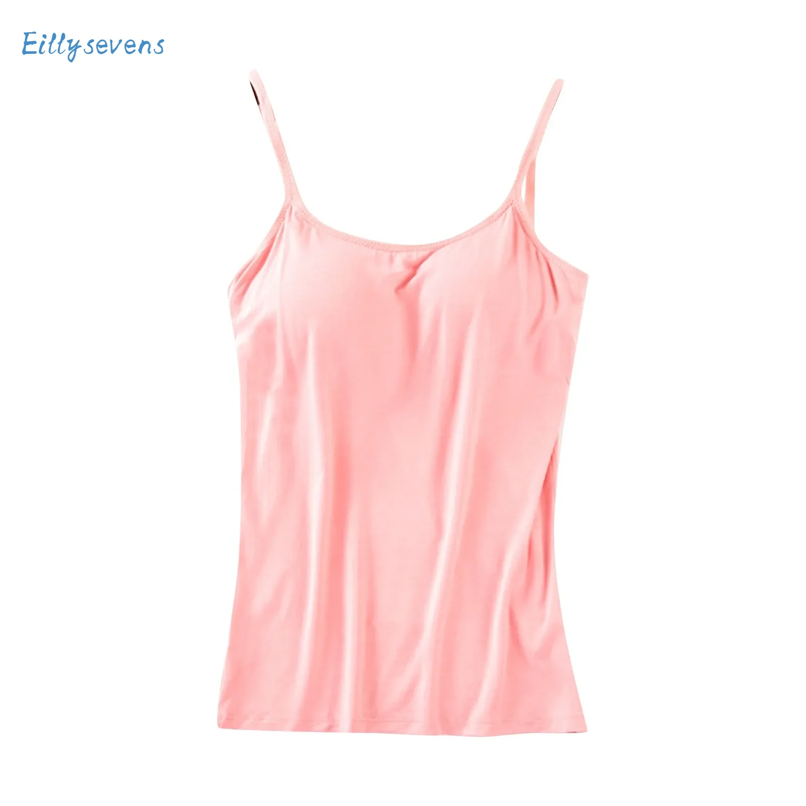 Camisoles For Women Adjustable Strap Camisole With Built In Padded Bra Vest Cami Summer Causal Solid Loose Comfortable Tanks