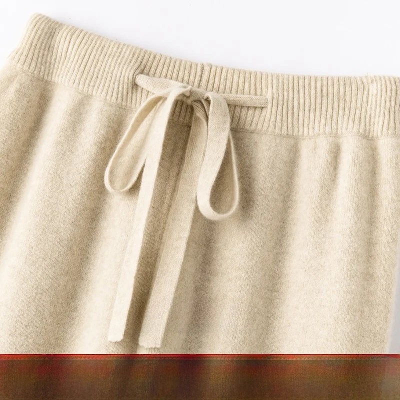 ハイウエストニットウールワイドレッグパンツ女性の上着クラウドストレートチューブ秋冬長ズボン快適なフィット感