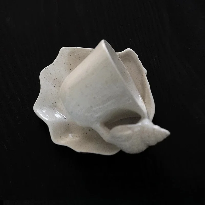 

Purely handmade shell conch ceramic coffee cup saucer cover gift box