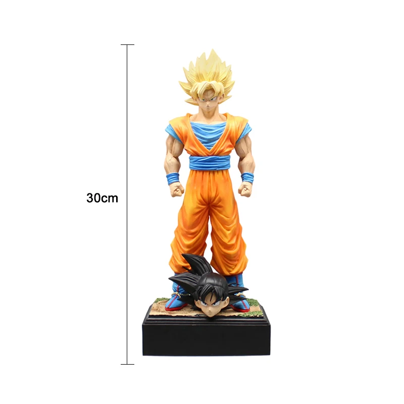 30cm Dragon Ball Z Figures Son Goku Anime Figure 2 Heads Kakarotto Super Saiyan Goku Pvc Statue Model Doll Collection Toys Gifts