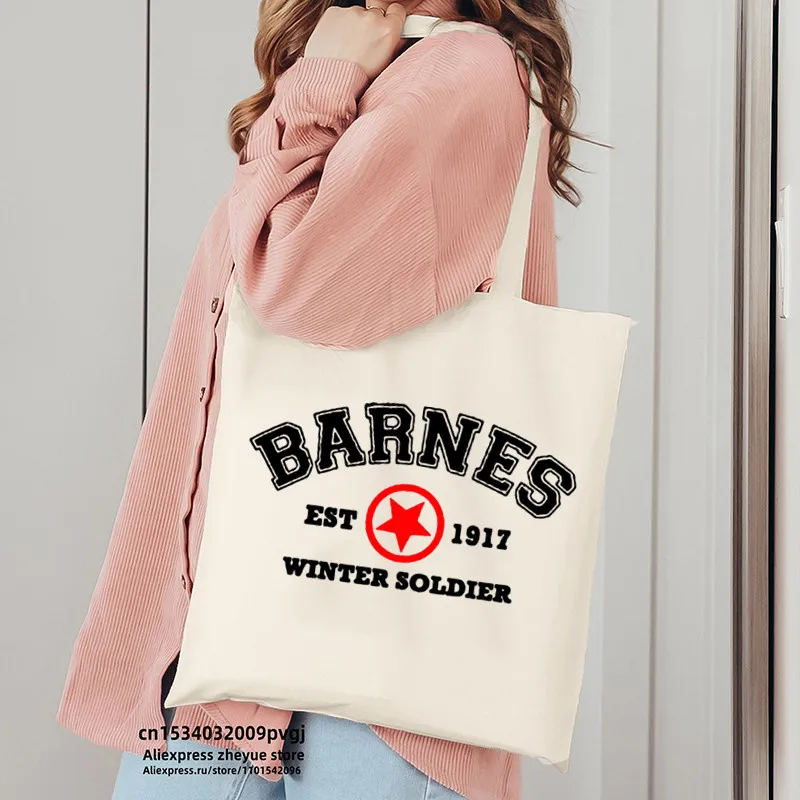 Barnes 1917 Soldier Bucky Barnes Shopping Bag Canvas Bags Shopper Security Night Jute Bag Foldable Bag Reusable Shopper Canvas