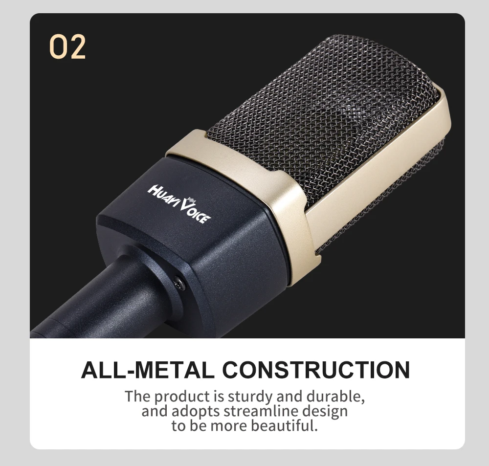 A2 Professional Wired Condenser Microphone Studio Singing Microphone for Singing Gaming Podcast Recording Tiktok Live Streaming