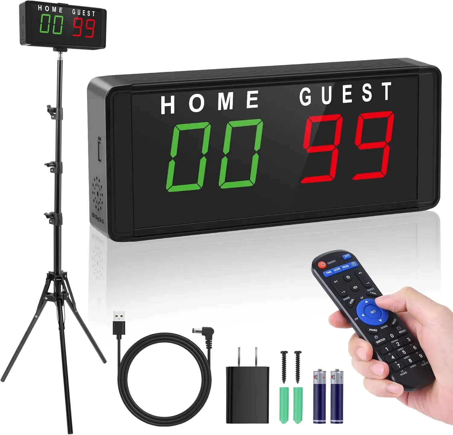 

LED Digital Scoreboard with Remote & Tripod, Timer for Basketball Football Ping Pong Games