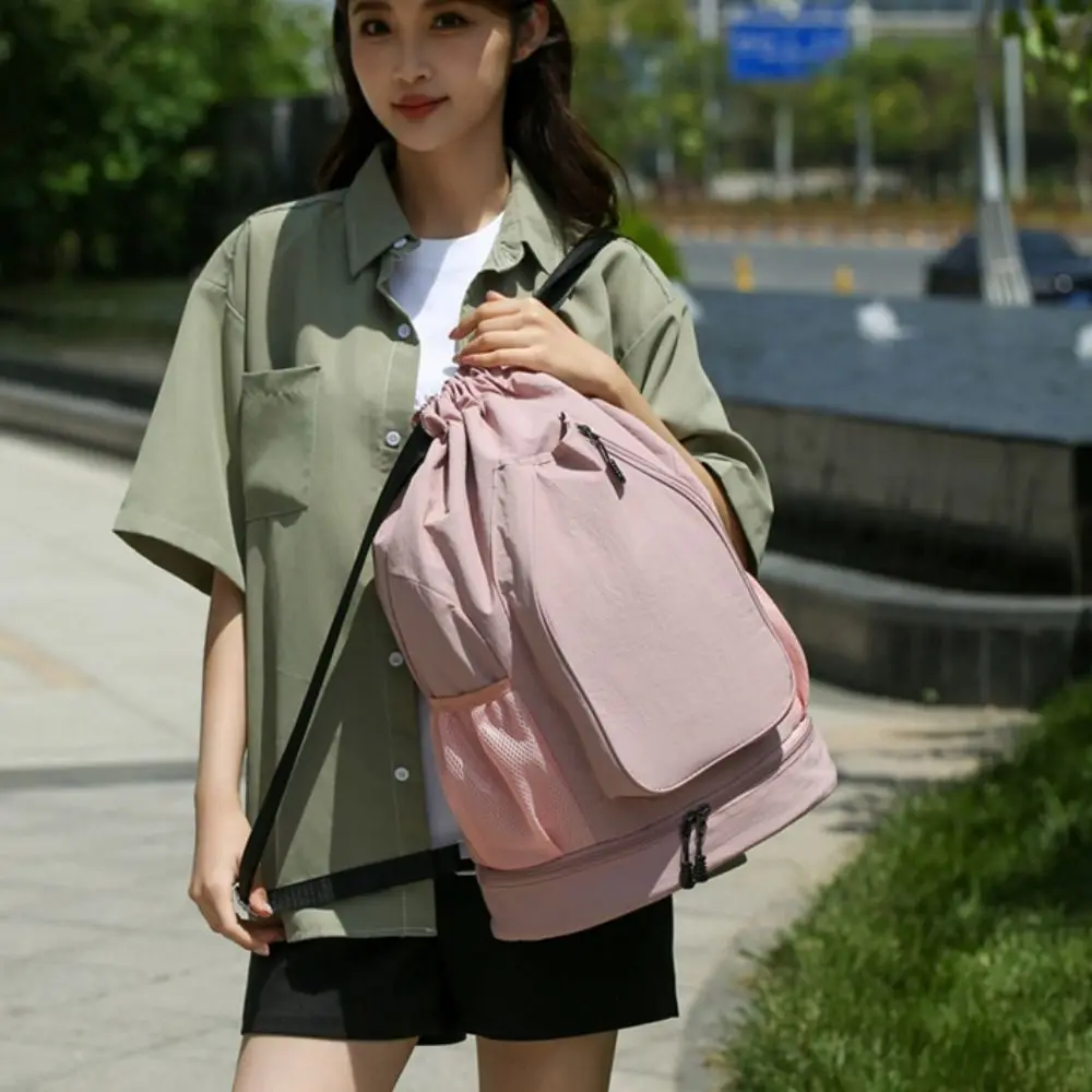 

2 Rackets Tennis Racket Backpack with Shoes Pocket Waterproof Badminton Sports Bag Large Capacity Drawstring Closure Gym Pack