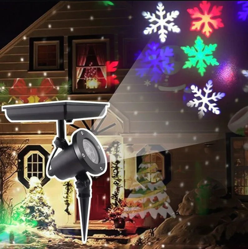 【Hot】Solar Christmas Projection Light LED Snowflake La-ser Lamp Outdoor Garden Waterproof Solar Flood Light Home