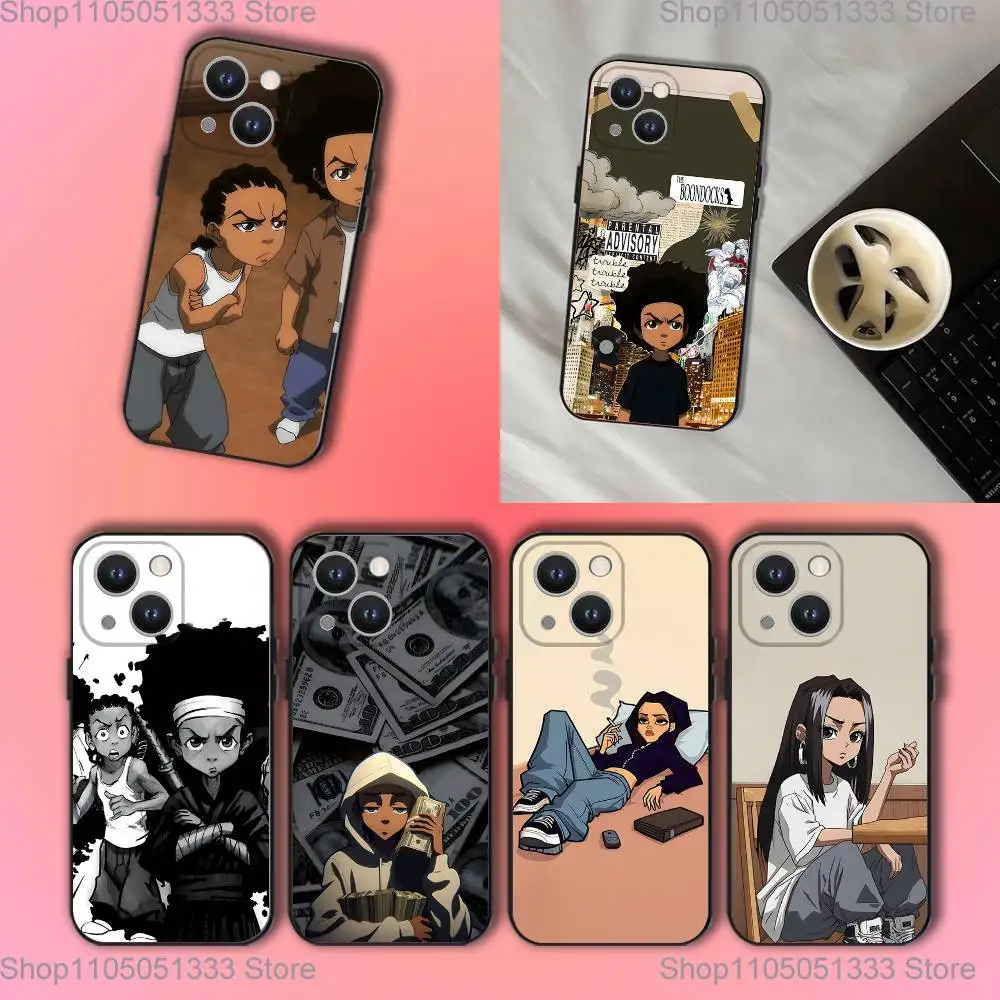 

Cartoon The B-Boondocks Phone Case For iPhone 16,15,14,13,12,11,Pro,XS,Max,XR,Plus,E,SE4,Mini Black Soft Cover