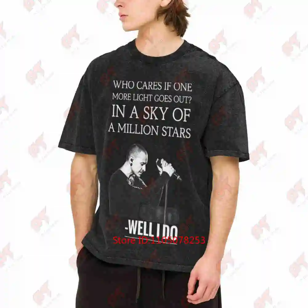 One More Light Starry Sky Vintage Washed Tee Pure Cotton T-Shirt
