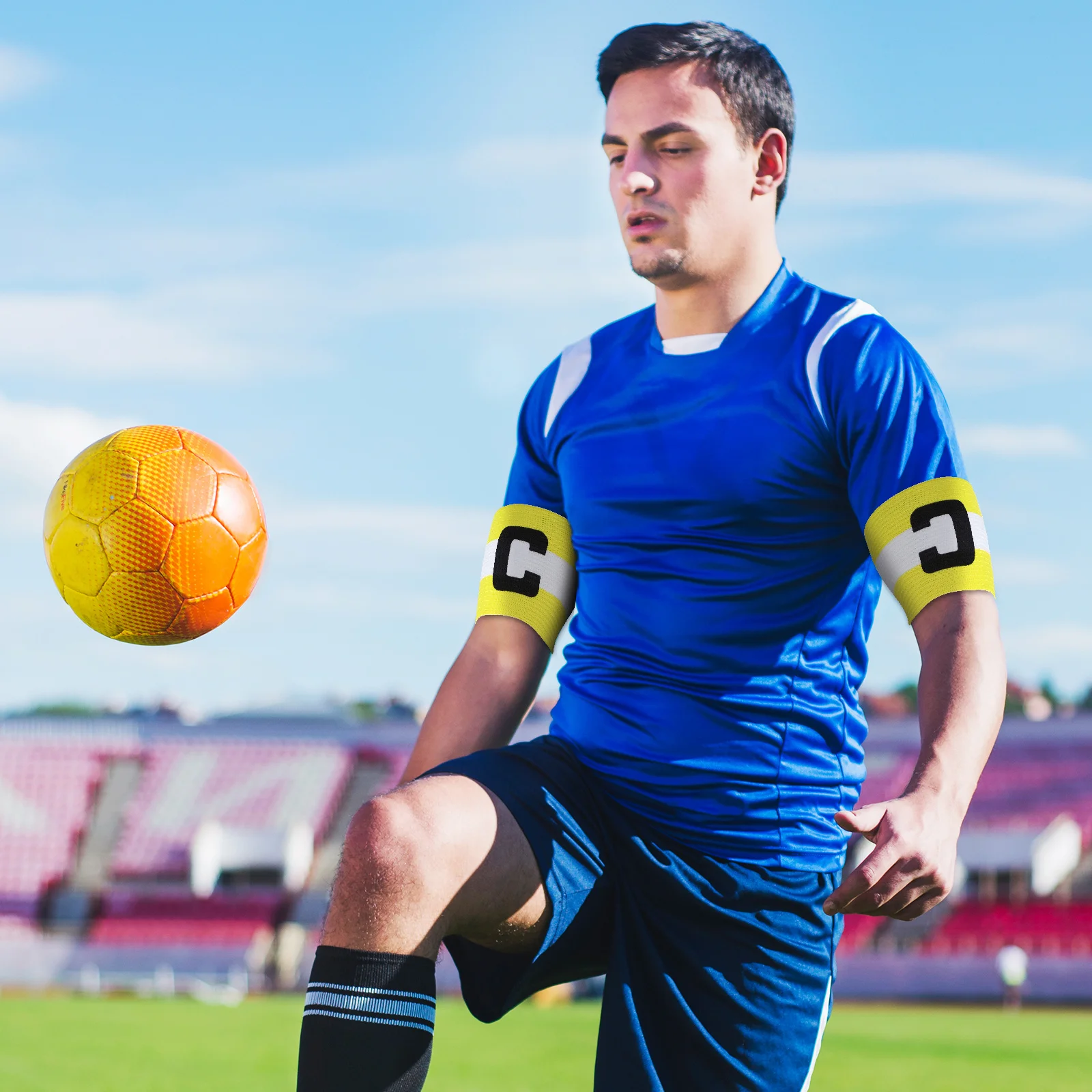 2 Buah Ban Lengan Sepak Bola Profesional Lembut Nyaman Mudah Digunakan Pengikat Hook and Loop Sangat Terlihat Ban Lengan Kapten