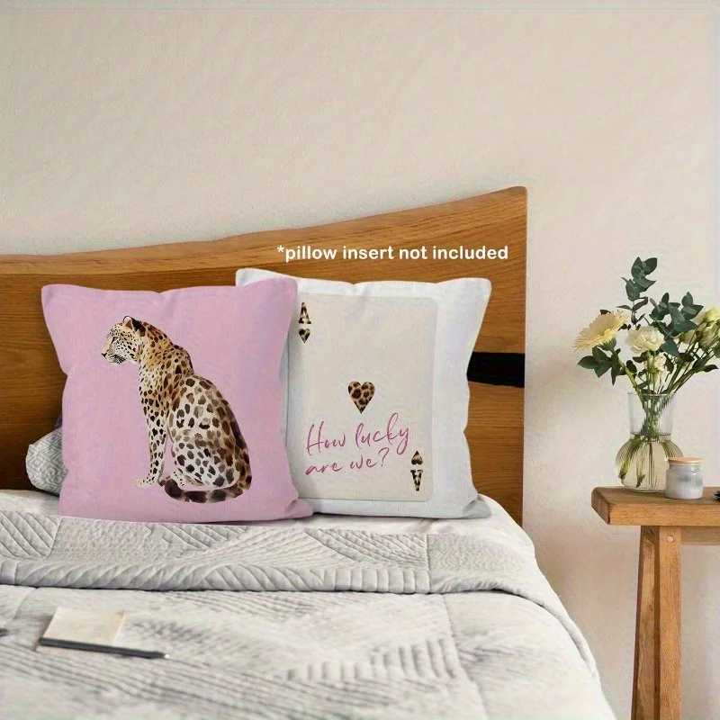 Boho Leopard Print Throw Pillows Set of 4 Cushion Covers Trendy Aesthetic Cute Nursery Room Decor Motivational Gift