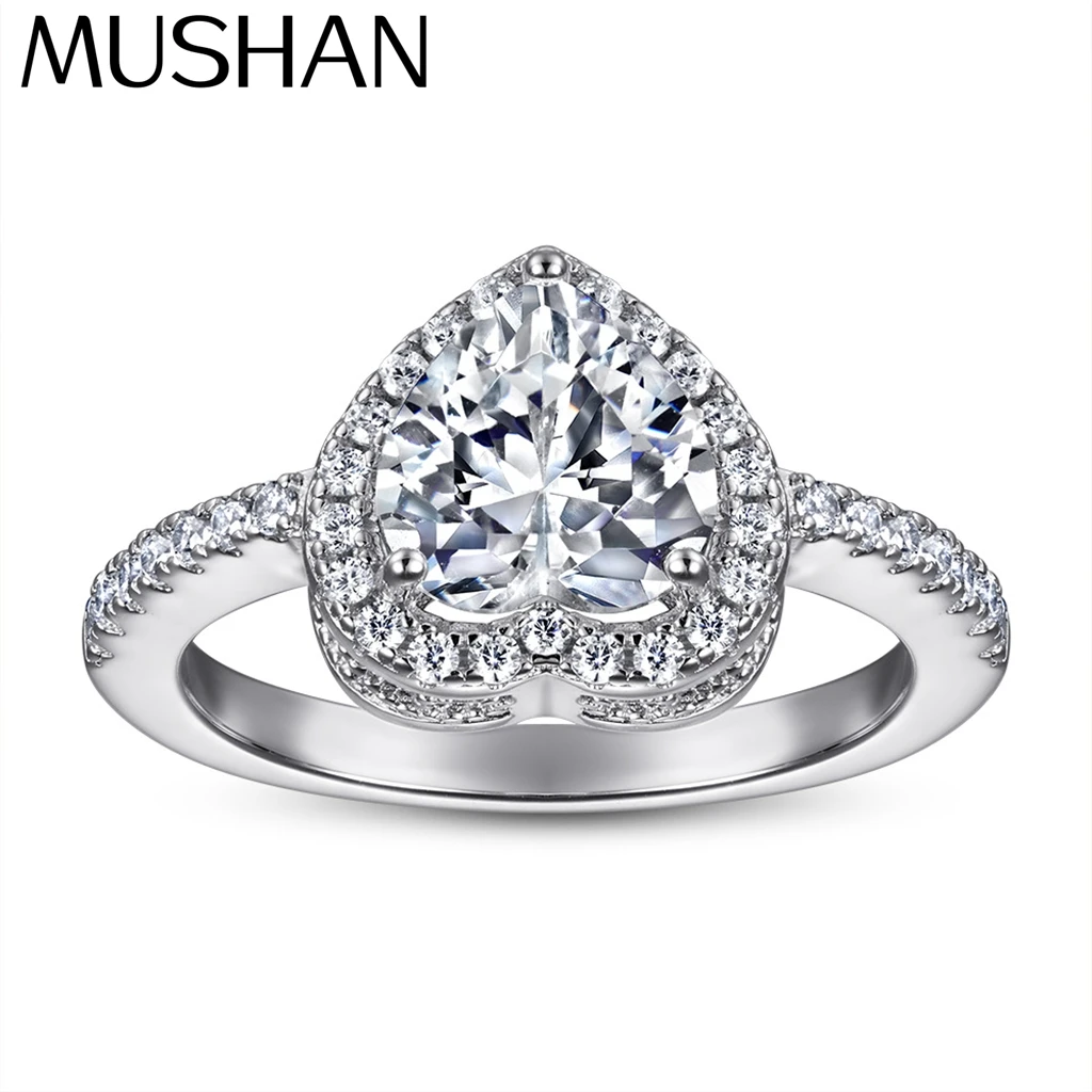 

MuShan Jewelry 925 Sterling Silver Rings Bands Engagement Ring 7A Cubic Zirconia Women Anniversary Sparkle Women Gift