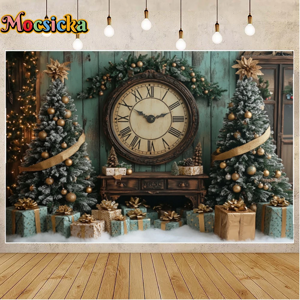 Mocsicka Winter Christmas Photography Backgrounds Gifts Xmas Tree Holiday Holiday Family Adult Portrait Photo Backdrops Studio