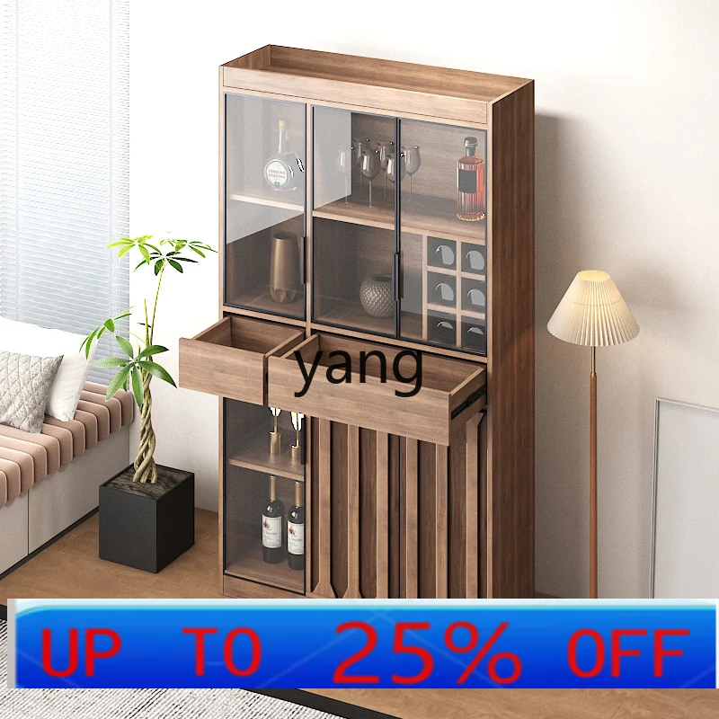 LH wine cabinet display living room new Chinese-style household solid wood against the wall glass dining side rack