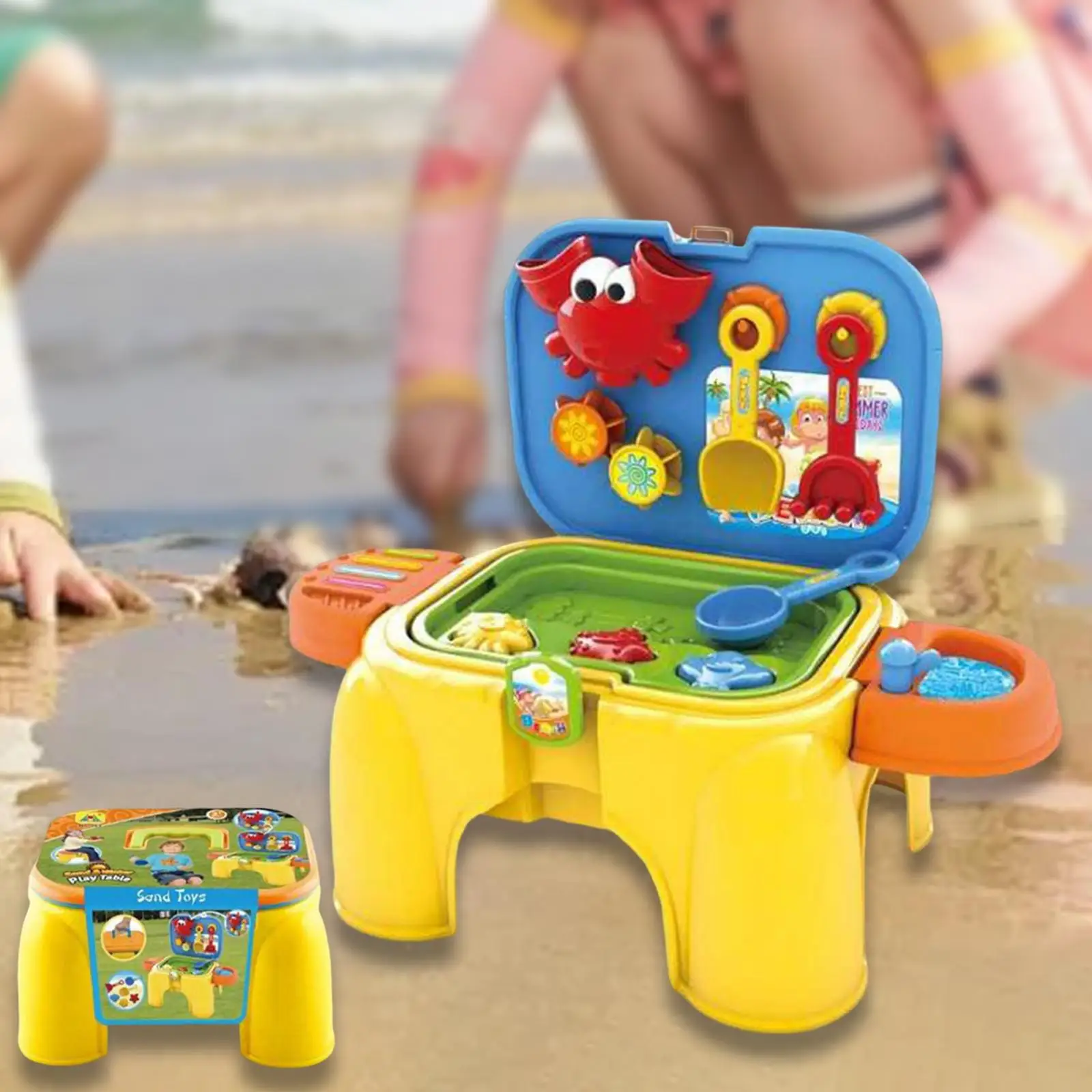 

Beach Sandpit Toys Educational Toys Portable Cute Sensory Organizer Play Stool Sand Water Table for Indoor Children's Day