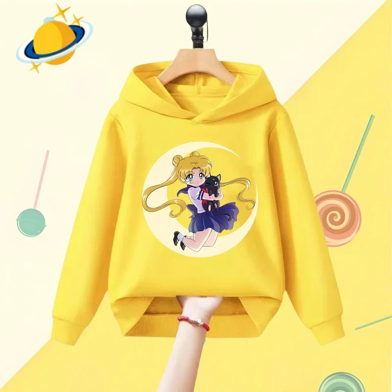 Sailor Moon Anime dziecięca bluza z kapturem gra nadruk kreskówkowy jesienno-zimowa bluza z długim rękawem chłopcy dziewczęta Kawaii top na co dzień