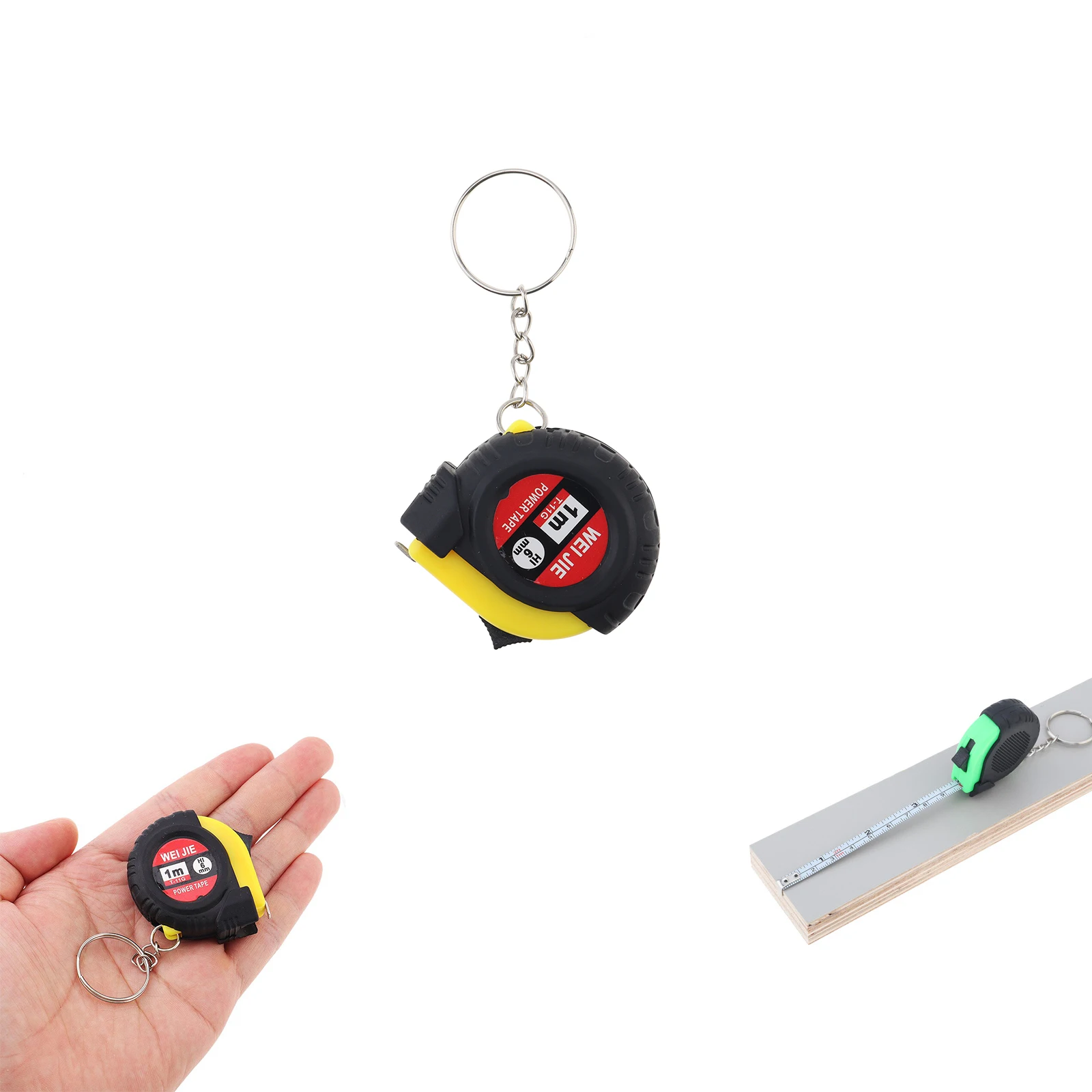 1piece 3ft / 1m Green/Yellow Keychain Tape Measure for Quick Easy Measurements with Metric and Inch Scales,Mini Measuring Tape