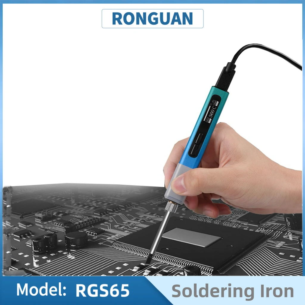 RONGUAN RGS65 65W Intelligent Electric Soldering Iron Aluminium Alloy Body OLED Display Adjustable Temperature From YOUPIN