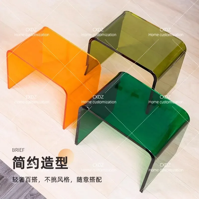 Transparent Acrylic Side Table Nordic Living Room Movable Bay Window Small Coffee Table Light Luxury Sofa Corner End Table