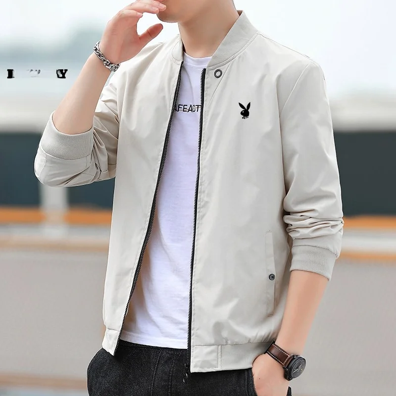 

Мужская повседневная куртка, весна-осень, корейская версия, модная универсальная легкая полиэфирная ткань, застежка-молния