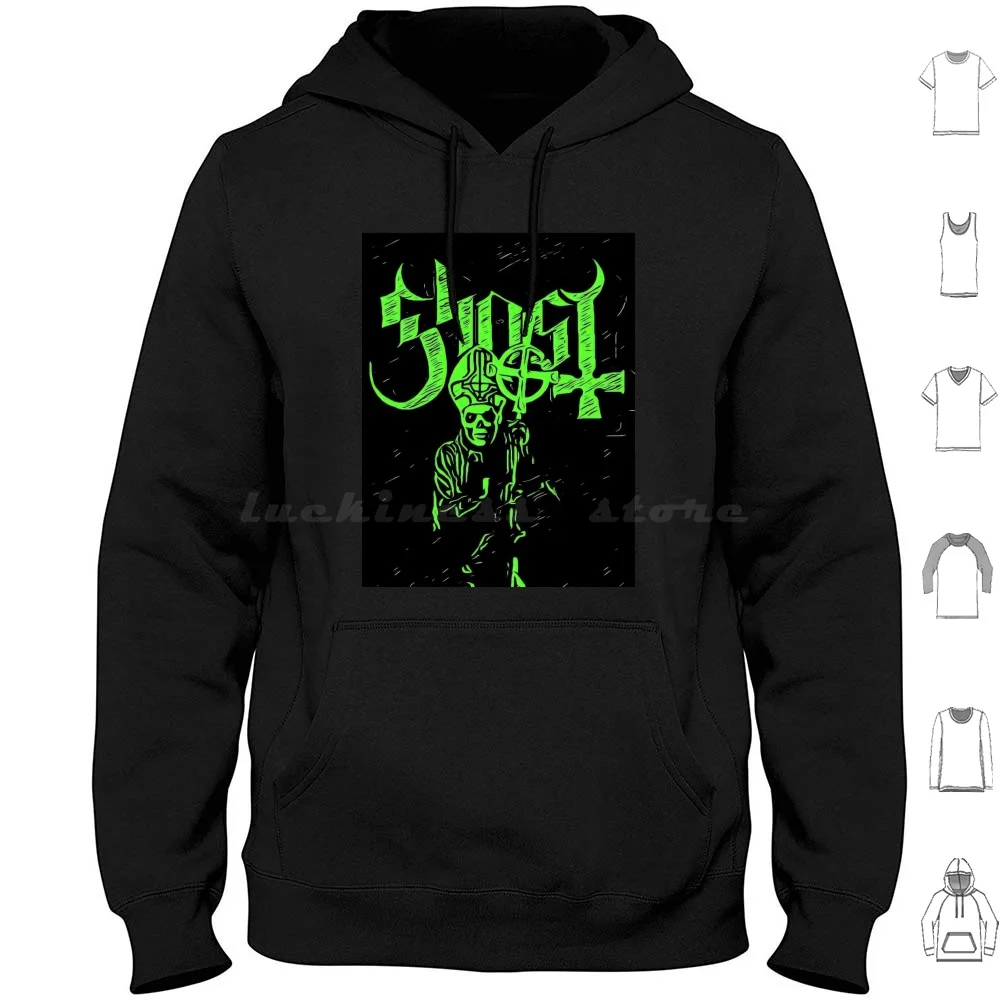 Ghost Papa Emeritus Ii Black And Green Coaster Set Hoodie Cotton Long Sleeve Ghost Ghost Bc Ghost Band Band Swedish