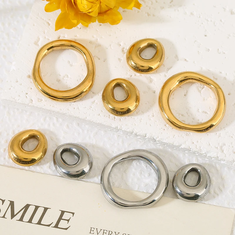 5pcs Stainless Steel Alien Charms Circle Water Droplet Pendant Connector for DIY Jewelry Making Necklace Earring Accessories