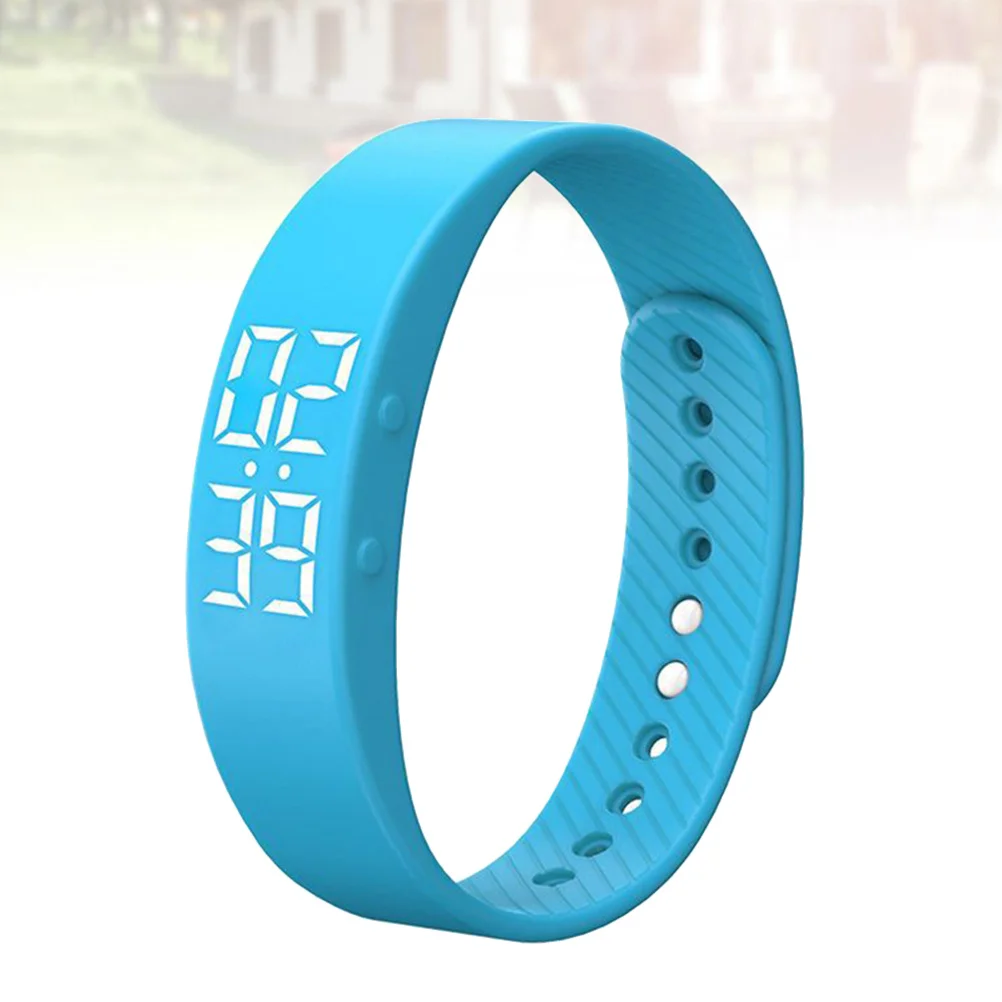 

Blue Silicone Sports Smart Watch Waterproof Led Fitness Step Counter For Distance Calories Burned Exercise Data