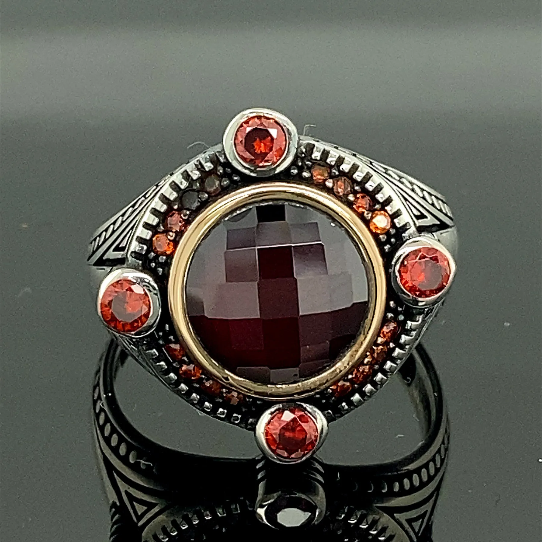 

Man Handmade Ring , Red Stone Ring , Ruby Stone Ring , Ottoman Style Ring , 925k Sterling Silver Ring , Gift For Him