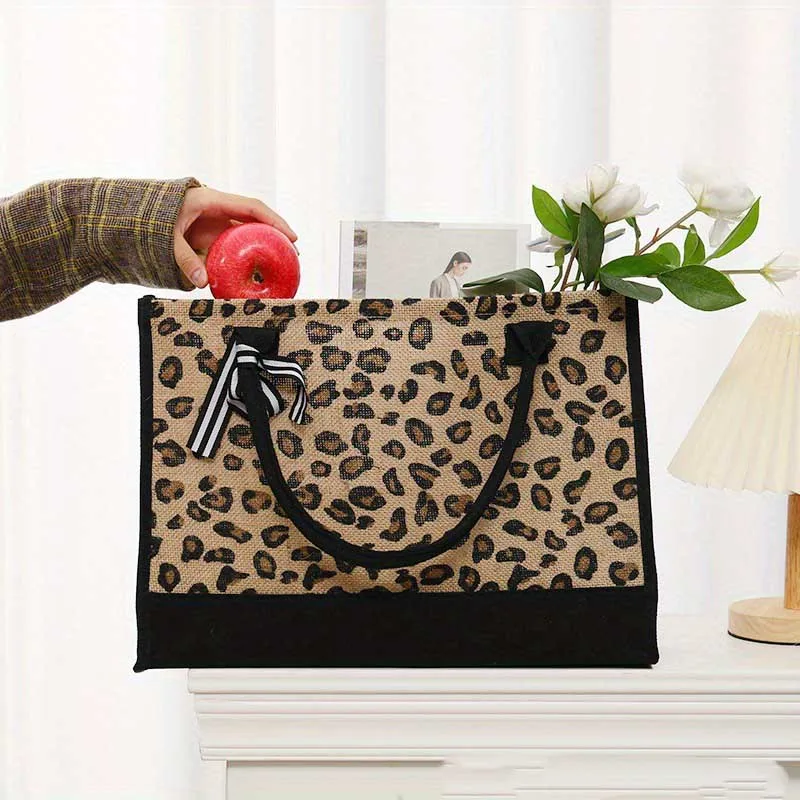 Women\'s Handbaglarge Capacity Single Shoulder Bag Leopard Print Travel Handbag Fashionable Shopping Bag Men\'s Business Handbag