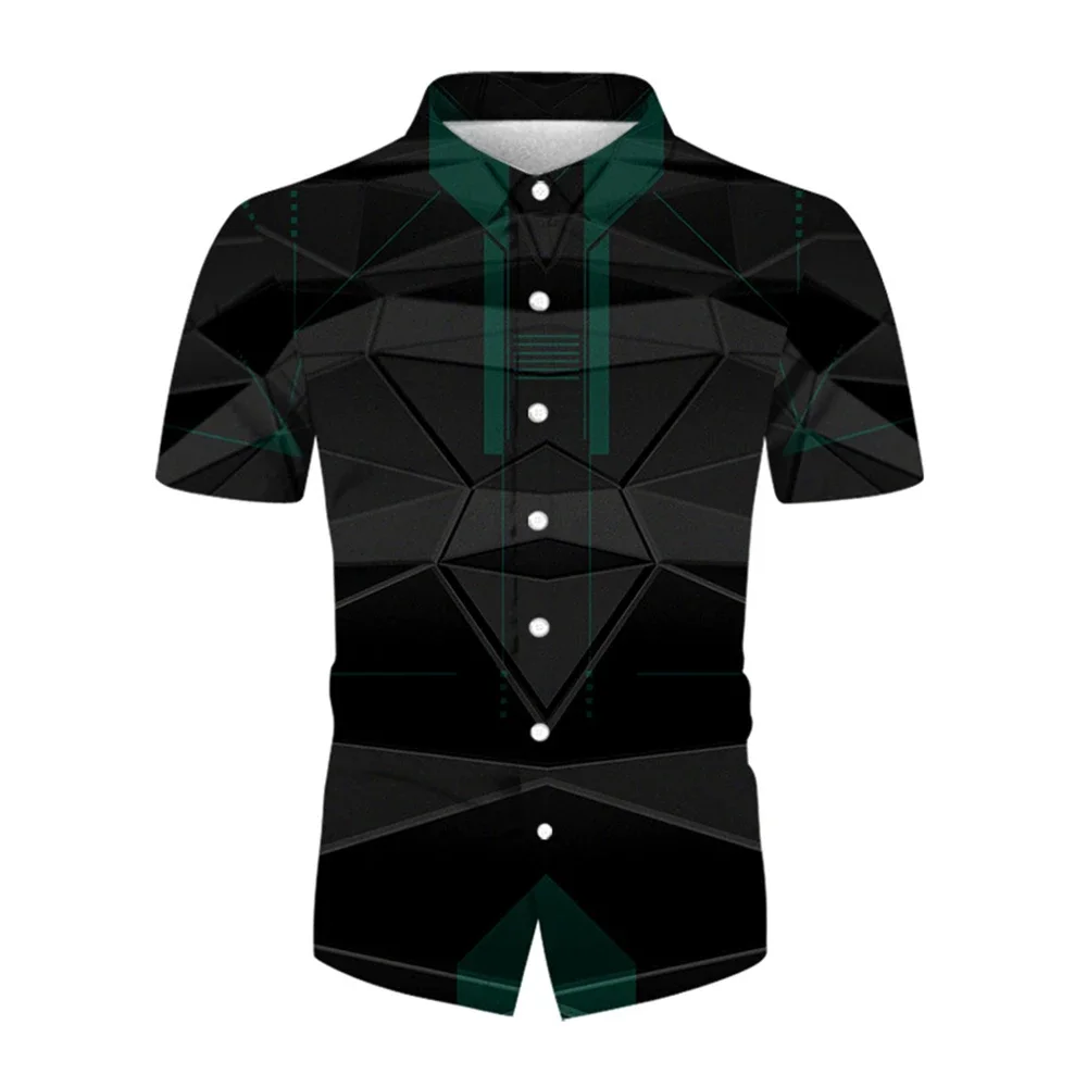 

Tops Mens T-Shirt Fitness M-3XL Party Polyester Regular Short Sleeve Breathable Button-Down Shirt High Quality