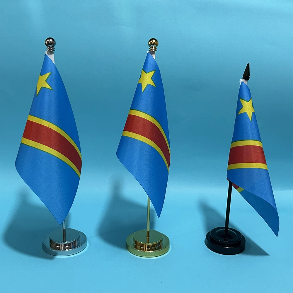 Office Desk Flag of Congo Flag 14x21cm Polyester Congo National Flag Desk Ornaments Flags