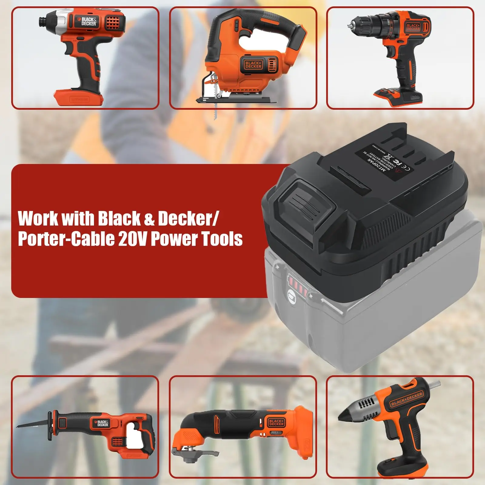 MT18BD Battery Adapter Converter for Makita 18V Lithium Battery Converts To for Black&Decker 20V LBXR2020 LBX20 LBXR20 Batteries image 3