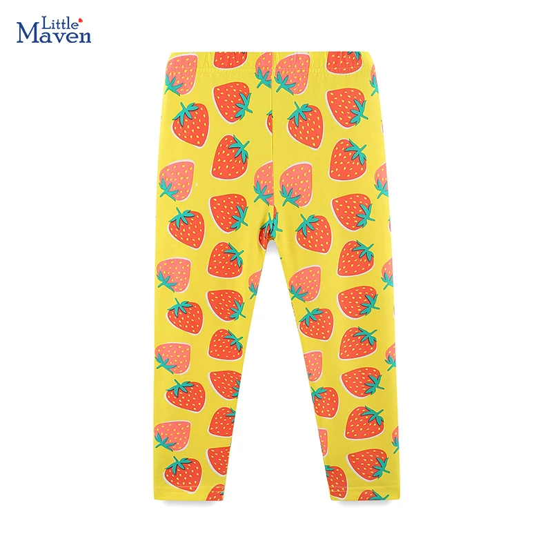 

Little maven, осенне-весенняя новая детская одежда для маленьких девочек, леггинсы с рисунком клубники, хлопковые брюки для детей 2–7 лет