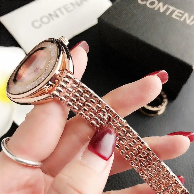 2025New Ladies' Temperament Business Watch Artistic Trend Flowing Diamond Quartz Exquisite Elegant Waterproof Watch