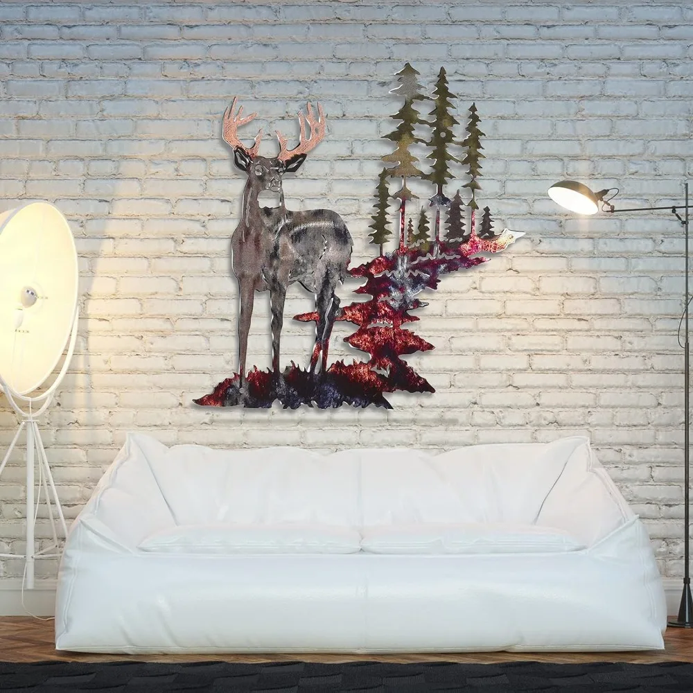 1pc Metal Iron Art White Tail Deer - Europe and US Style Home Wall Decoration, Hanging Craft