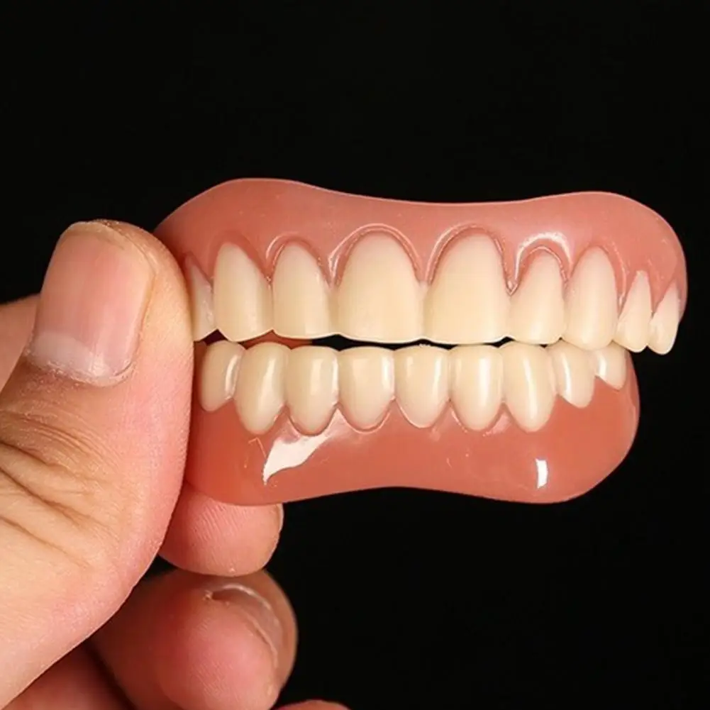 جديد طقم أسنان من السيليكون طقم أسنان سيليكون بطانات طقم أسنان ناعم طقم أسنان ناعم الأسنان العلوي والسفلي مجموعة سهلة الاستخدام الأقواس