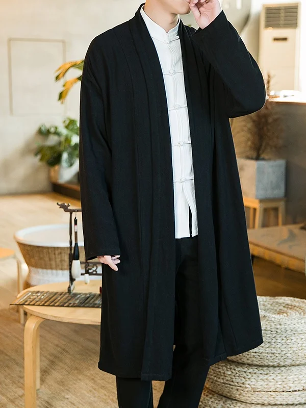 

Молодежная повседневная льняная ветровка из смесового хлопка в китайском стиле, монашеский халат для чайной церемонии, весна-осень