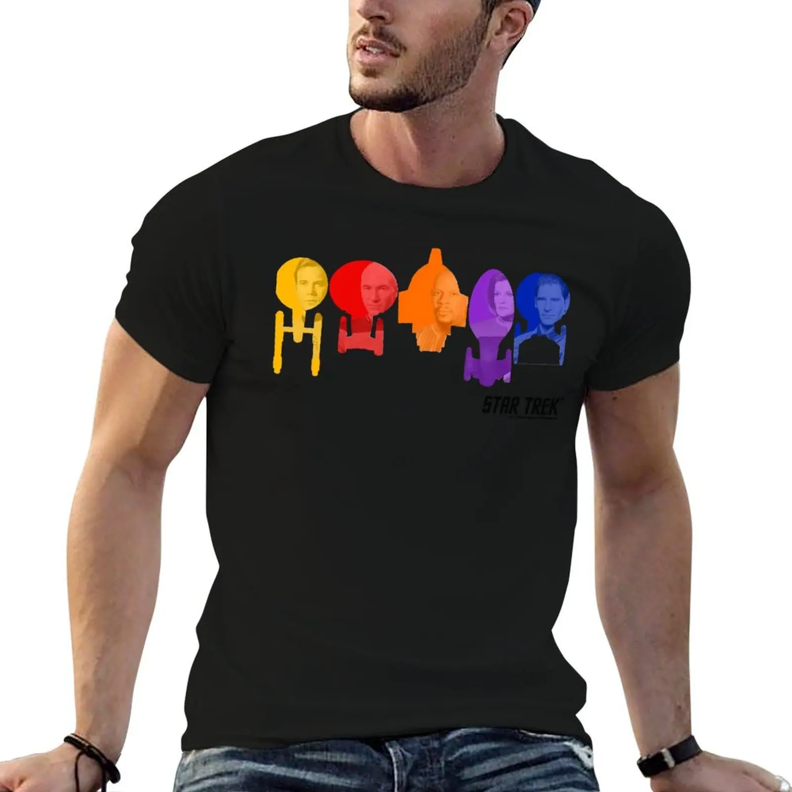 Star Trek Rainbow Ship Captain Fill T-Shirt cotton graphic tees valentines clothes men tshirt