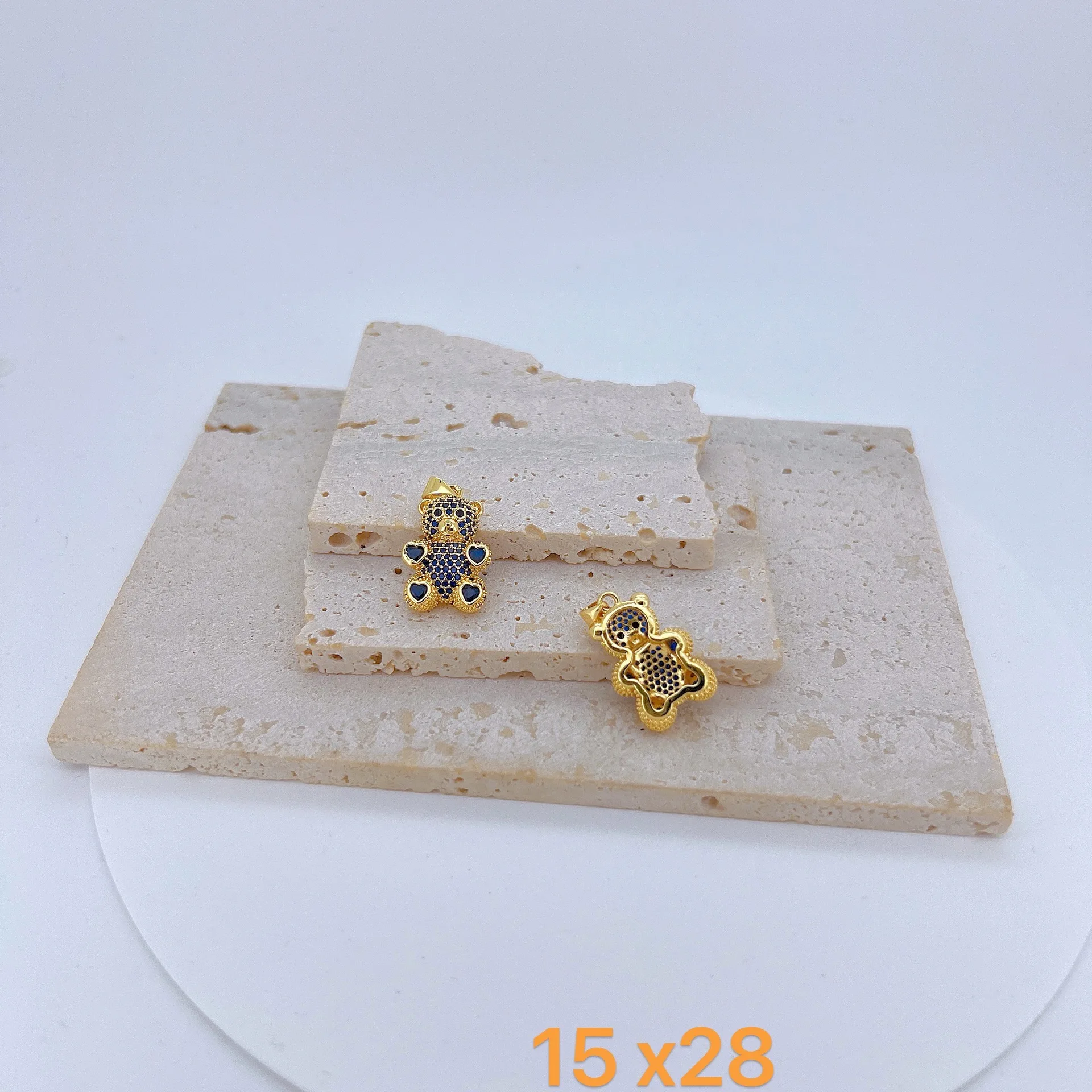 3Pcs Bear Pendant Diy Jewelry Making Supplies Inlay Colorful Zircon Cross Plated Necklace Accessorie High Quality Gift Wholesale