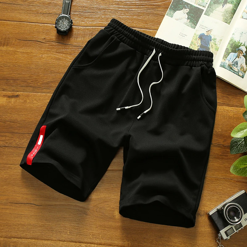 Casual Men\'s Shorts Outdoor Polyester Running Sports Elastic Waist Five Pants Summer Men\'s Loose Solid Color Baseball Shorts