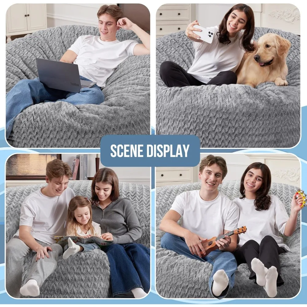 كراسي كبيرة مملوءة بإسفنج الذاكرة للبالغين، أكياس فول عملاقة مريحة، كراسي كبيرة للاسترخاء والترفيه #4