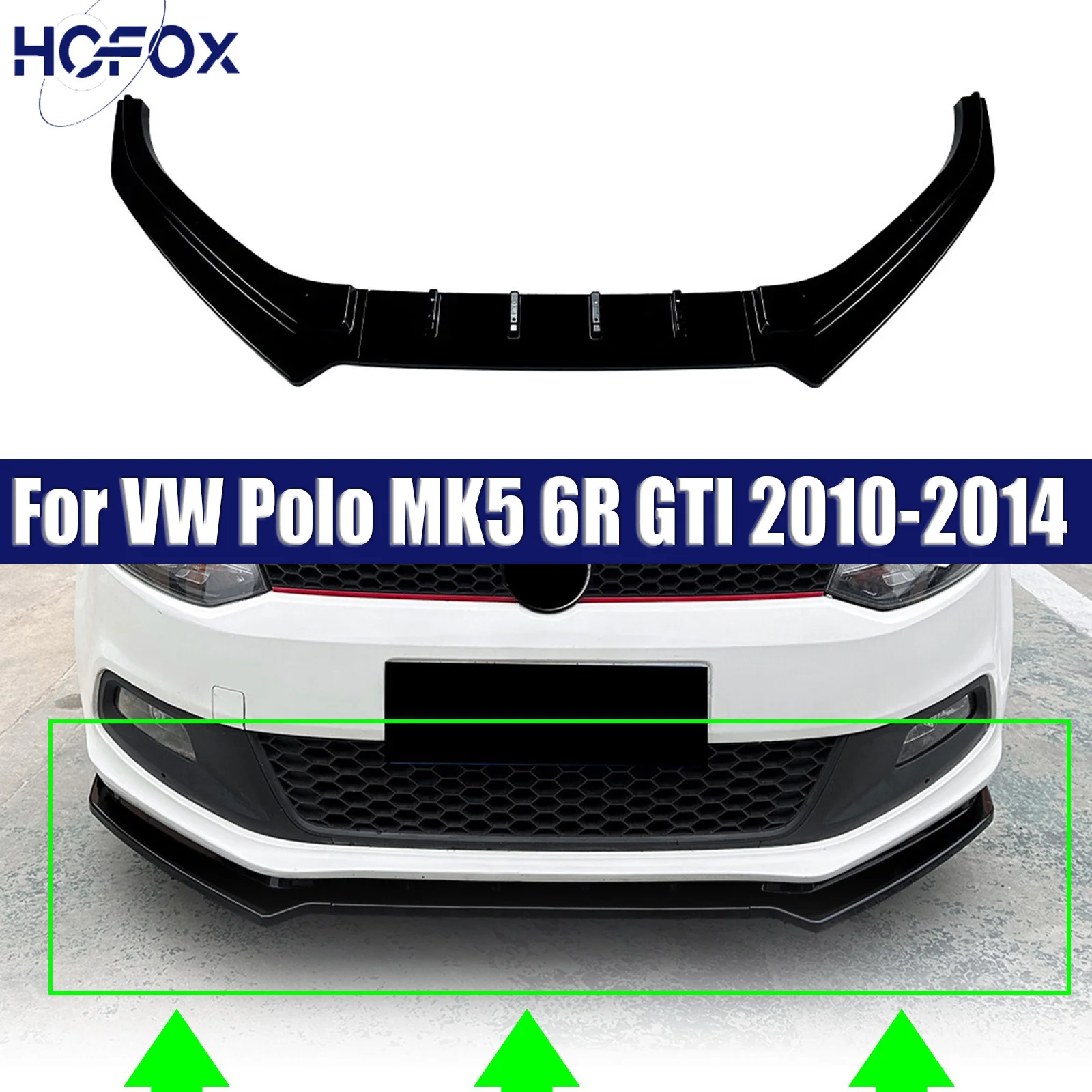 

For VW Polo MK5 6R GTI 2010-2014 Front Bumper Lip Splitter Spoile Diffuser By ABS Body Kit Cover