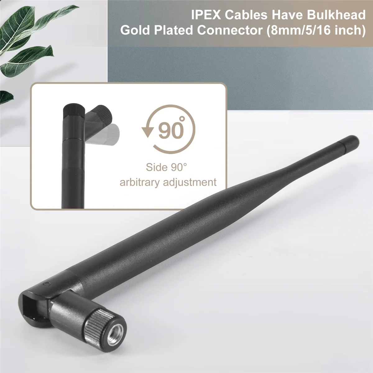 2 x 6dBi 2.4GHz 5GHz Dual Band WiFi RP-SMA Antenna + 2 x 35cm U.fl / IPEX Cable ABVD