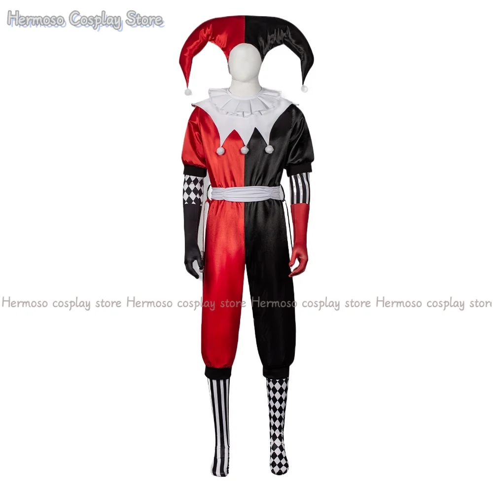 Disfraz de Halloween de la Reina del Festival Joker, Conjunto Completo de Cosplay con Sombrero, Mono, Collar y Calcetines para Fiesta