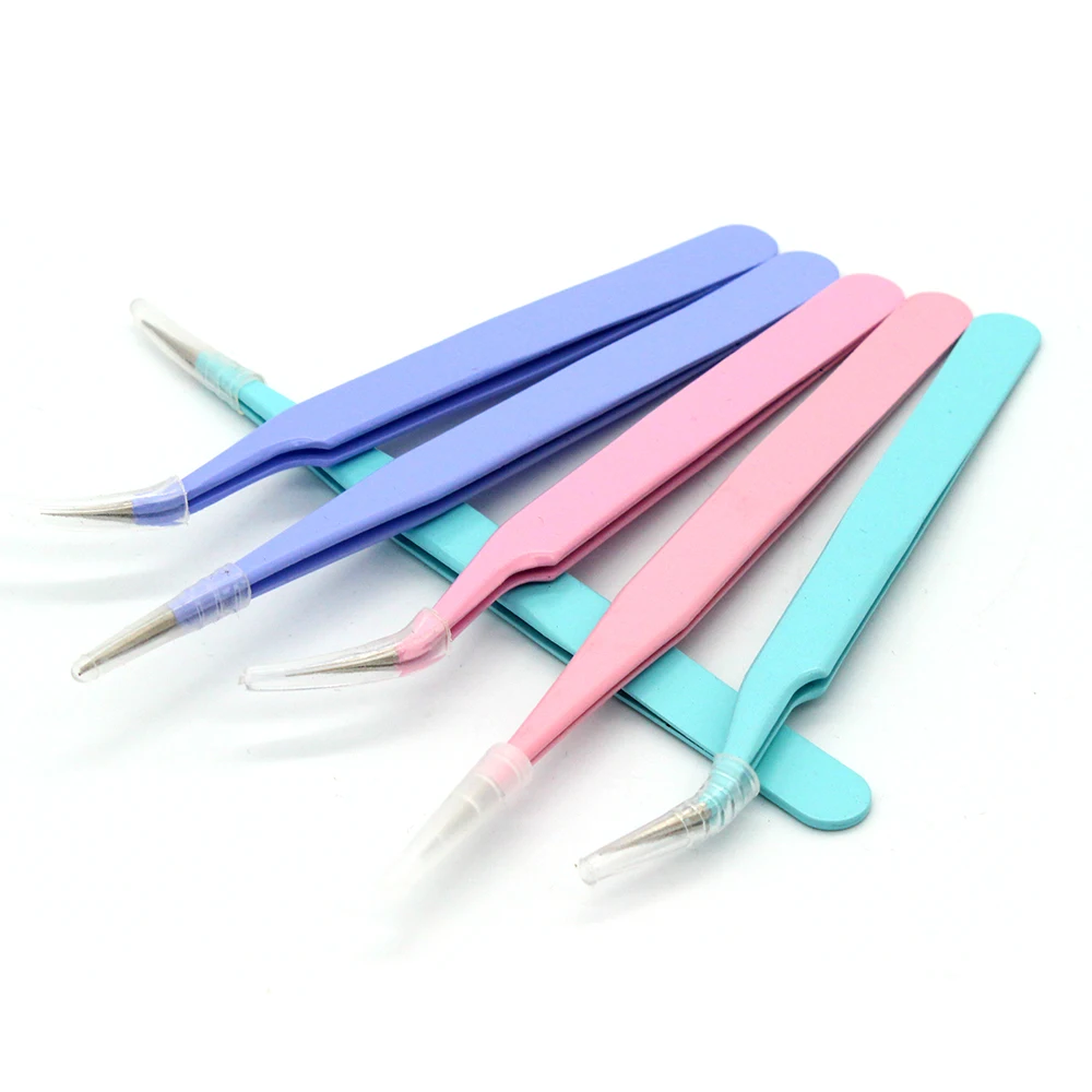 Colored Anti-Static Tweezers for Eyelash Extension Eyebrow Stainless Steel Set Beauty Precision Tweezers Makeup Kit Repair Tools