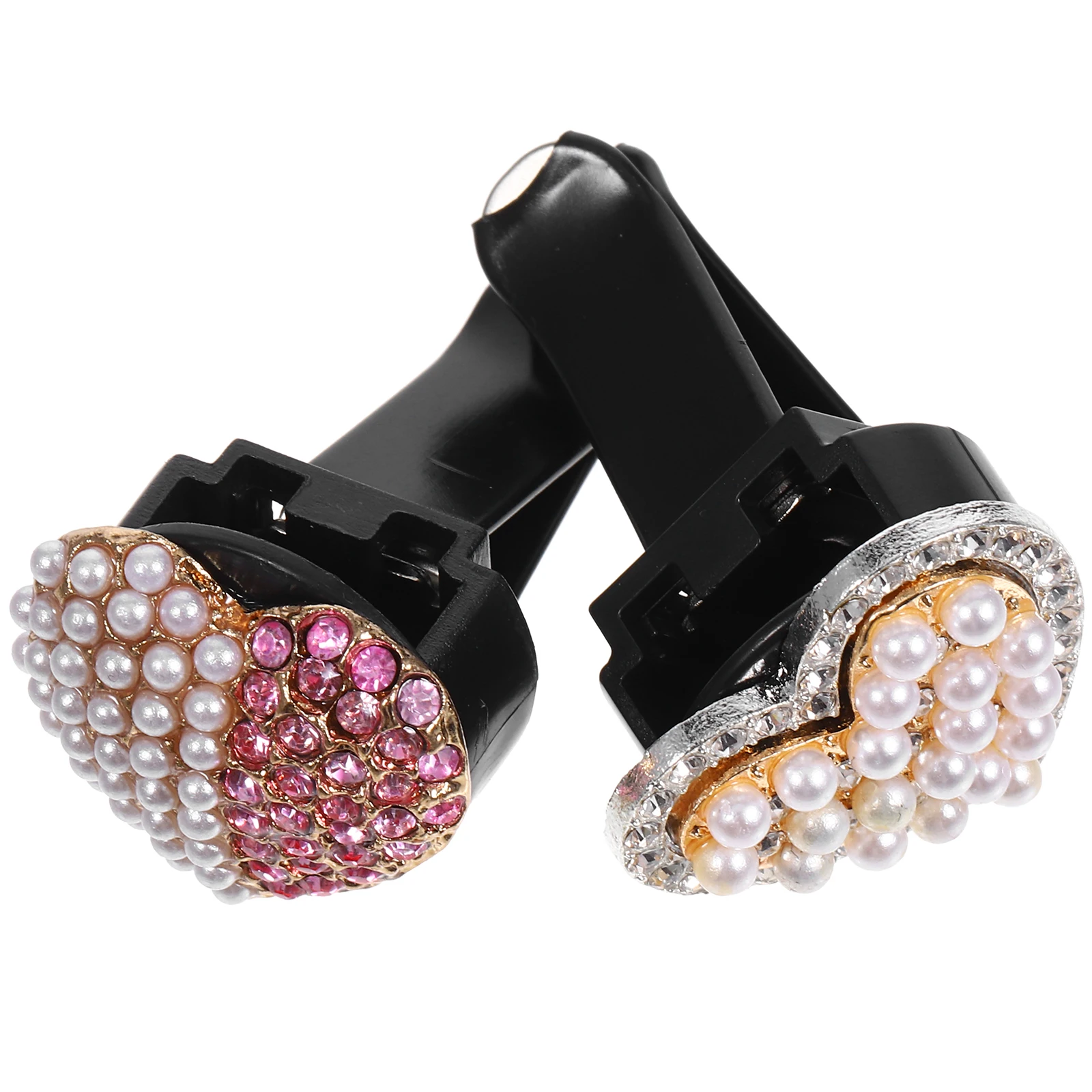 

2pcs Aroma Ornament Heart Rhinestone Air Clip Zinc Alloy Cute Dashboard Decoration Long-Lasting Scent Car Vent Diffuser Clip
